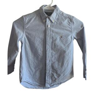 Ralph Lauren Boys Blue Oxford Button Down Shirt Size 6 Polo Pony Logo